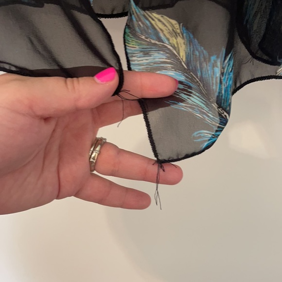 The Zig Zag Stripe sheer black feather kimono - Picture 9 of 12